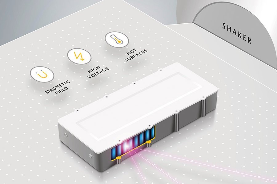 EV battery on shaker for laser vibration testing EV battery on shaker for laser vibration testing