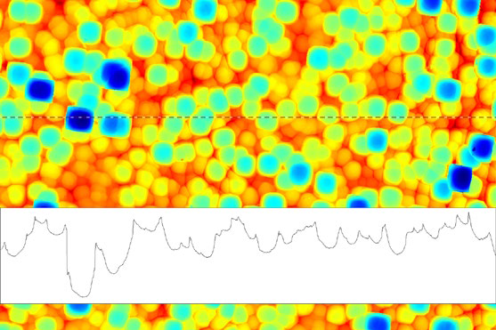 Micro-rugosité avec la section transversale de la surface d'une tranche de silicium Micro-rugosité avec la section transversale de la surface d'une tranche de silicium