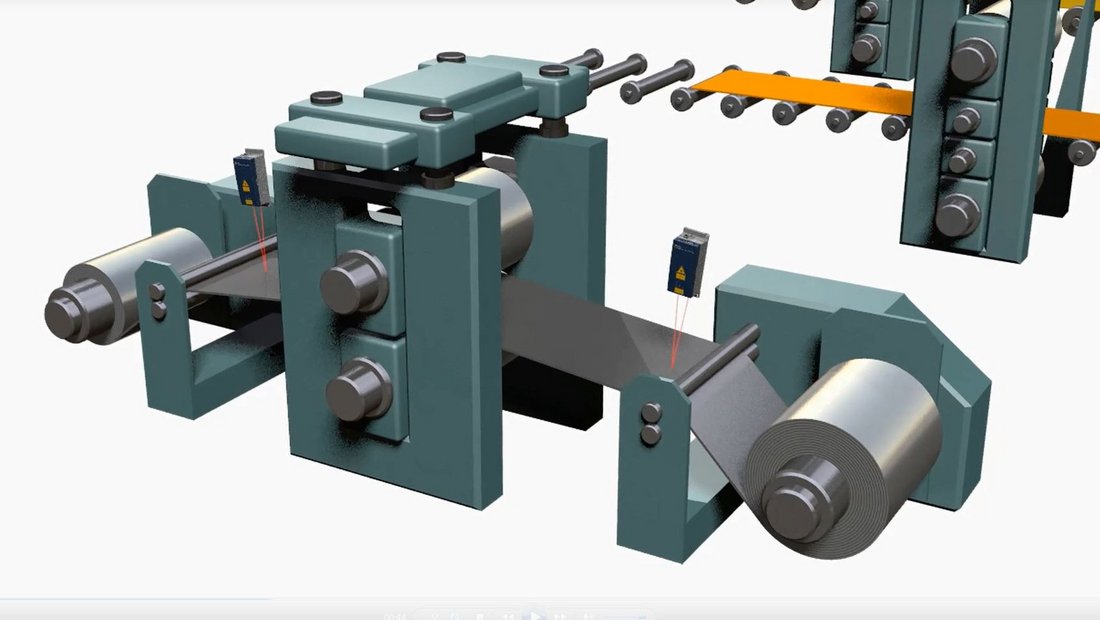 Mass flow control in cold rolling, measuring elongation and skin pass grade with laser sensors Mass flow control in cold rolling, measuring elongation and skin pass grade with laser sensors