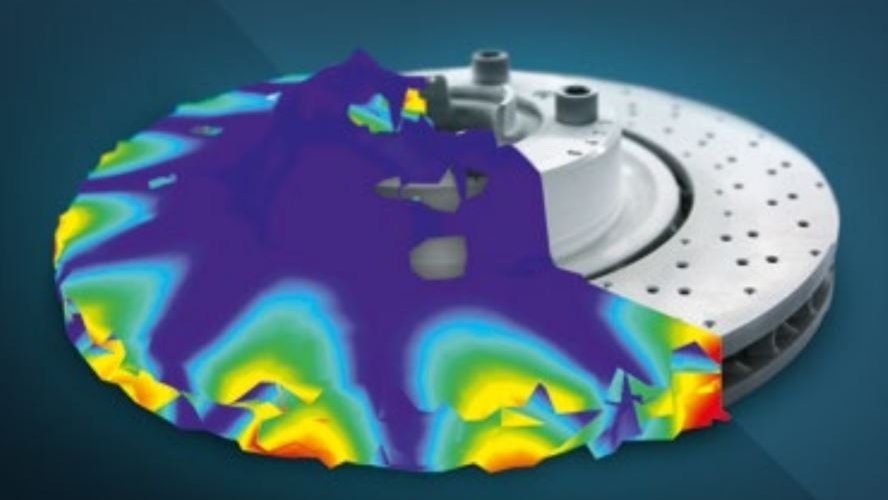 Résultats de la mesure des vibrations d'un système de frein à disque visualisés sous forme de formulaire de vibration Résultats de la mesure des vibrations d'un système de frein à disque visualisés sous forme de formulaire de vibration