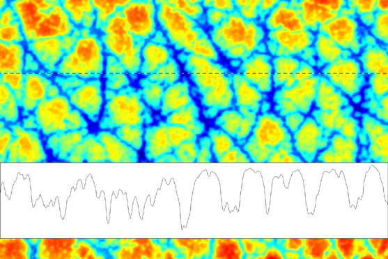 Mesure de la rugosité avec une section transversale de matériau organique (cuir pour pièces intérieures d'automobiles) Mesure de la rugosité avec une section transversale de matériau organique (cuir pour pièces intérieures d'automobiles)