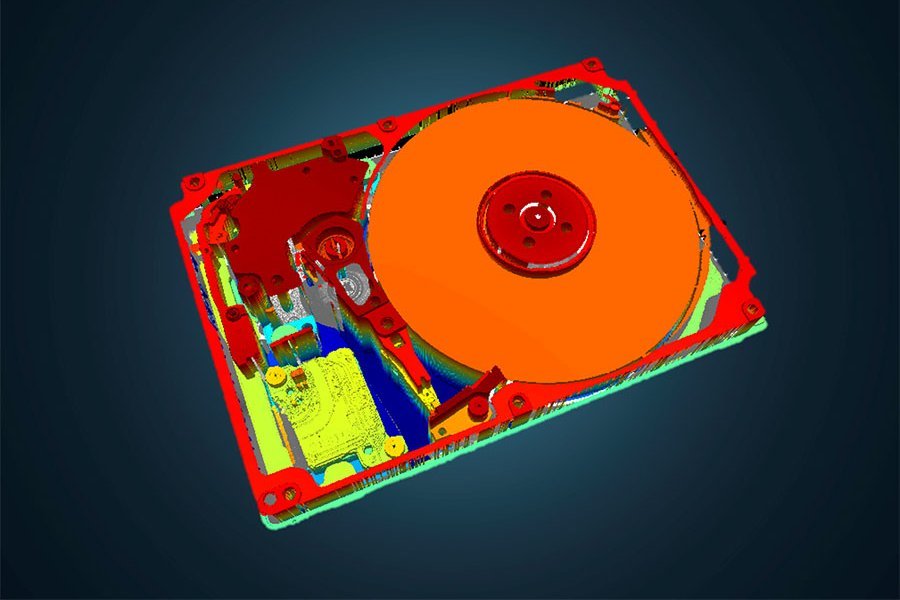 Inspecting steps and height in a topography scan of a HDD hard disk drive Inspecting steps and height in a topography scan of a HDD hard disk drive